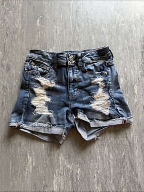 American Eagle Outfitters Distressed Dark Blue Denim Shorts